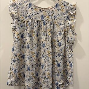 Hatchling & Co. Floral Short Sleeve Tee - White with Blue & Yellow Floral